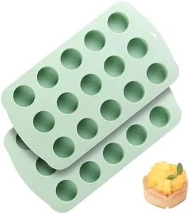 QELEG 2 Pcs Cake Puck Molds, 15 Cup Cylinder Silicone Mini Cake Baking Mold, Oreo Chocolate Mold Set of 2