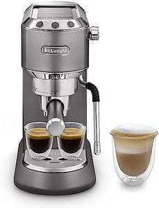 De'Longhi Dedica Arte EC885.GY, Máquina de Café Tradicional de Bomba, Máquina de Café Manual, Varilla de Vapor My LatteArt, Diseño Compacto de 15 cm de Ancho, Apto para Tazas de hasta 13 cm, Gris