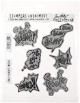 Stampers Anonymous Tim Holtz Cling Rubber Stamp Set, 7" by 8.5", Crazy Thoughts