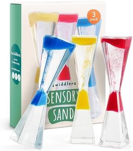 THE TWIDDLERS - Pack de 3 Relojes de Arena - Relojes de Movimiento Líquido Antigravedad - 19cm, 3 Colores (Rojo, Azul, Amarillo) - Juguetes Sensoriales Calmantes para Aliviar el Estrés