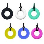 6 Pack Silicone Chewing Necklace for Adult & Small Baby to Wear, Donut Shape Sensory Oral Motor Assistant for Autism, ADHD, Soft Nursing Teething Pendants