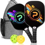 PELARD Pickleball Paddles Set of 2, 𝐂𝐚𝐫𝐛𝐨𝐧 𝐅𝐢𝐛𝐞𝐫 Surface USAPA Approved Pickleball Set with 2 Pickleball Rackets, 2 Pickleball Balls, 1 Portable Carry Bag for Men Women