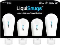 LiquiSnugs Premium - 100% Guaranteed Leak Proof Silicone Travel Bottles for Toiletries - TSA Approved Container. Premium Range Travel Shampoo Bottles with Suction Cups and Adjustable Labels