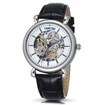 TIME100 Multifunctional Skeleton Black White Brown Automatical Mechanical Leather Strap Women's Watch