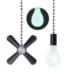 Dotlite Black Ceiling Fan Pull Chain Set, 2Pack 3mm Diameter Beaded Fluorescent Decorative Pendant Extension, 12in Lighting & Fan Chain Extender with Connector Glow in The Dark(Black)