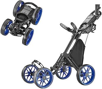 caddytek Caddycruiser One Version 8 - One-Click Folding 4 Wheel Golf Push Cart, Blue