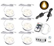 BONFQERT Led Irterior Lights, 6 x 12v Warm Light Spot Lights Kit with Remote Dimming for Campervan, Motorhome