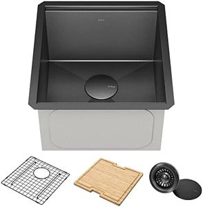 KRAUS Kore 17" Undermount Workstation 16 Gauge Stainless Steel Single Bowl Kitchen Bar Sink with Accessories