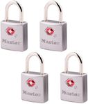 Master Lock TSA-Accepted Luggage Lock, 7/8 in. Wide, 4683Q (Pack of 4) Keyed Padlock, 4 Pack, Brass