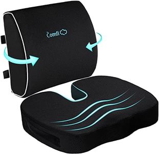 Seat Cushion and Lumbar Support Pillow for Office Chair-Gel Infused,Coccyx Orthopedic Car Seat Cushion Memory Foam Back Support Cushion for Lower Back,Tailbone & Sciatica（Black）