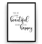 Be Happy - Typography Print - Poster Wall Art Quote Pictures Home Decor - Frame Not Included