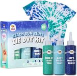 DOODLE HOG Blue Colors Tie Dye Kit in Beach Bum Blue Tie Dye – Custom Clothing Dye with 6 Refills for Summer Activities for Kids - Tie Dye Supplies with Aqua Tie Dye Techniques Guide DIY