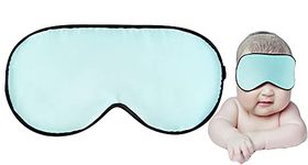 K meet Q Mulberry Silk Sleep Mask with Adjustable Strap for Kids,Cute Sleeping Eye Mask for Newborns, 1 Pack Blue