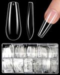 ELECTOMANIA 500Pcs Fake Nails, 10 Sizes Artificial Nails, Transparent Nails, Acrylic Nails False Nail with Case for Nail Salons and DIY Nail Art (Long Trapezoid)