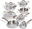Lagostina Bronzeo Kitchen Pots and Pans Set, Stainless Steel Cookware Set, All Heat Sources, 12-Piece, Silver, Induction Safe, Bronze Riveted Stainless Handles, Oven Safe 400ºF / 204ºC
