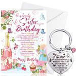 HOWAF Sister Birthday Card for Sister Birthday Card Birthday Gifts for Sister Keyring Engraved Keyring Keychain Sister Gifts Happy Birthday Sister Card Birthday Gifts for Sister Birthday Gift