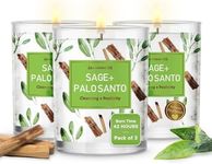 Magnificent 101 Set of 3 Long Lasting Pure Sage + Palo Santo Candles | 3.5 Oz Each - 42 Hour Burn | Made of Soy & Paraffin Free Candles for House Energy Cleansing & Manifestation