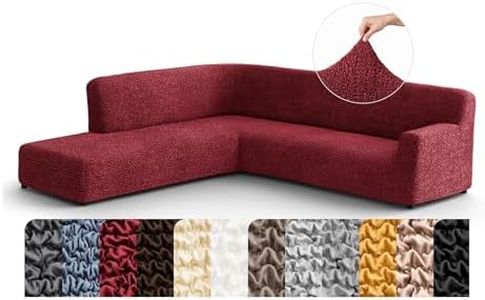PAULATO BY GA.I.CO. Sectional Sofa Cover - Corner Sofa Cover - Bumper Chaise Couch Covers - Washable Couch with Ottoman Slipcover - Microfibra - Burgundy (Left Facing Bumper Chaise Sectional)