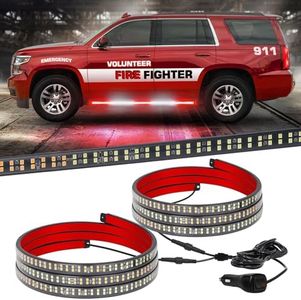 XRIDONSEN 2PCS 60 inch Truck Emergency Lights Strip 720 LED Running Board Strobe Lights Red White Firefighter Lights Flashing Warning Safety First Responder Lights for Vehicles Trucks Pickup Fire POV