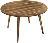 EcoDecors Mid-Century Modern Decor Round Wood Dining Table 48" Wide Natural Teak Modern Round Dining Table in EarthyTeak Finish for Indoors and Outdoors