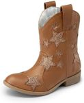 DREAM PAIRS Girls Cowgirl Boots Cowboy Western Mid Calf Star Boots for Kids,Size 10 Toddler,Camel,SDBO2405K