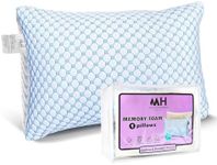 MH Traders 100% Shredded Memory Foam Pillow Firm pillows with 2 Comfort Zones Cooling & Bamboo Pillow Cover Cooling Gel Filling & Adjustable Height Pillows for Side Back & Front Sleepers (50x75CM)