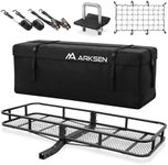 ARKSEN 60 x 24 x 6 Inch Angled Cargo Rack Carrier with Bag, Net, Stabilizer & Straps 500 Lbs Heavy Duty Capacity Tow Hitch, Luggage Storage Basket for Camping or Traveling, SUV, Pickup Truck or Car