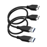 SaiTech IT 45CM USB 3.0 Cable A to Micro B high Speed Upto 4.8 Gbps Data Transfer Cable for Portable External Hard Drive - Black (2 Pack)