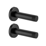 JQK Door Stopper Black, 304 Stainless Steel Sound Dampening Door Stop Bumper Wall Protetor 2 Pack, Matte Black, DSB5-PB-P2