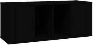 vidaXL TV Cabinet Entertainment Unit Stand TV Console Stereo Side Cabinet Sideboard Living Room Bedroom Storage Black Engineered Wood