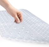 House Dock Non-Slip Bath Mat – Clear (100*40 cm) Anti-Bacterial and Mildew Resistant Shower Mat for Inside Bathroom and Bathtub – Strong Rubber Mat with Suction Cups and Drain Holes – Machine Washable