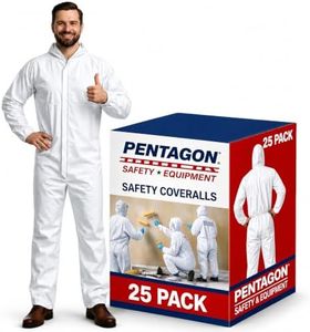 PENTAGON SAFETY EQUIPMENT - Disposable Overalls, Full-Coverage Hazmat Suit with Hood, Overalls for Men/Women, Pack of 25 White Coveralls for Extreme Work Environments & Various Applications, 3X-Large