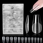 Soft Gel Full Cover Nail Tips, ZAHRVIA 420PCS Clear Acrylic Medium Nails Full Cover with Case for Women Home DIY French Manicure Kit, 12 Sizes(Medium Coffin)