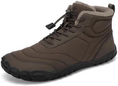 FLARUT Mens Womens Barefoot Snow Boots Winter Warm Shoes Fur Lined Wide Toe Box Zero Drop Ankle Sneakers(Coffee,45)