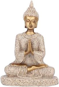 Buddha Statue, Buddha Statue Meditating Seated Carving Figurine Craft for Home Desktop Decoration Ornament(3.1in | 2.9 oz) (A Gold)