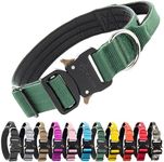 TSPRO Premium Dog Collar with Handle Thick Dog Collar Adjustable Dog Collar Heavy Duty Quick-Release Metal Buckle Dog Collar for Small or Medium to Extra Large Dogs (M- Green)