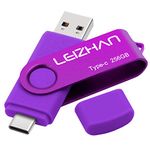 leizhan 256GB USB Flash Drive Type C, USB C Phone Picture Stick 3.0 for HTC 10,Huawei P20, Galaxy S10, S9, Note 9, S8, S8 Plus, Purple