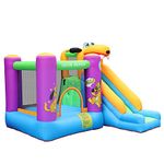 Doctor Dolphin Bounce House Slide with Blower Bounce House for Kids 5-12 Bounce House for Kids, Jumping Bouncy Castle with Puppy Slide Outdoor, Inflatable Bouncer with Blower