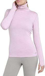 TCA Women's Warm Up Long Sleeve Training Workout Funnel Neck Thermal Running Top with Thumbholes - Sweet Lilac, S