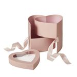 Oasis Paper Gift Box Heart Shape Two Tier Empty, Decorative, Reusable, Multipurpose Birthday, Anniversary, Wedding, Return Gifts Hamper Packaging (Set of 1) Pink