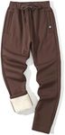Gihuo Men's Sherpa Lined Athletic Sweatpants Winter Warm Track Pants Straight Leg Athletic Pants(02Brown-XXL)