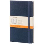 Moleskine Classic Ruled Paper Notebook, Hard Cover and Elastic Closure Journal, Color Sapphire Blue, Size Large 13 x 21 cm, 240 Pages