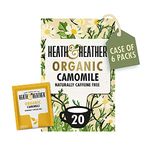 Heath & Heather Organic Camomile Teabags | Individually Wrapped Caffeine-Free Herbal Tea Infusion | 6 Packs of 20, Total 120 Tea Bags