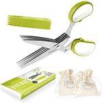 Premium Herb Scissors Set by Chefast - Perfect Kitchen Gadget for Food Lovers - Includes Chopper / Cutter Shears with 5 Stainless Steel Blades, Herbs eBook, 2 Bags, Safety Cover & Cleaning Comb by Chefast