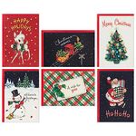 Hallmark Vintage Christmas Card Assortment (36 Cards and Envelopes) Retro Santa, Toy Trains, Snowmen, Trees