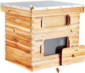 VEVOR Bee Hive 20 Frame Bee Hives Starter Kit, Beeswax Coated Cedar Wood, 1 Deep + 1 Medium Bee Boxes Langstroth Beehive Kit, Transparent Acrylic Windows with Foundations for Beginners Pro Beekeepers