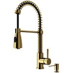 VIGO VG02003MGK2 19" H Brant Single-Handle with Pull-Down Sprayer Kitchen Faucet with Soap Dispenser in Matte Gold