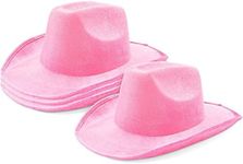 Zodaca 4-Pack Pink Felt Cowboy Hats - Bulk Pack of Cowboy Hats for Women, Girls, Men, Birthday, Party, Bachelorette (Adult Size)