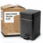 AnimoGoods™ Stainless Steel Dog Poop Trash Can for Outside - Small Outdoor Trash Can with Lid - Dog Waste Container - Dog Poop Odor Eliminator Outdoor - Includes 3 Odor Filters