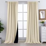 BGment Full Blackout Curtains with Thermal Insulation Liner 108 Inches Long，Rod Pocket and Back Tab Double Layer Room Darkening Window for Bedroom(52 x 108 Inch,2 Panels,Beige),(Beige 52 x 108)